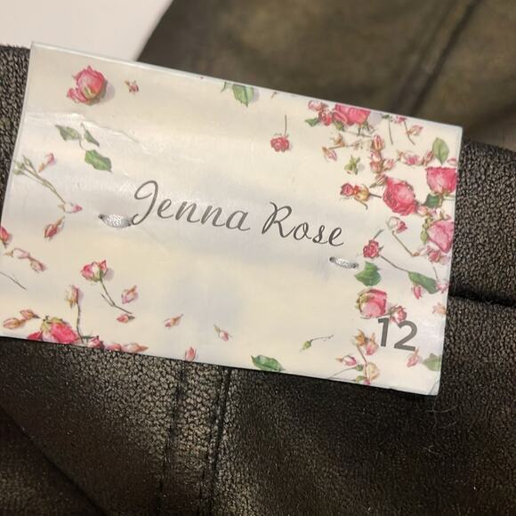 Jenna Rose Brand Faux Leather Snap Button Front Skirt Size 12 NWT Black Foil - Picture 5 of 6